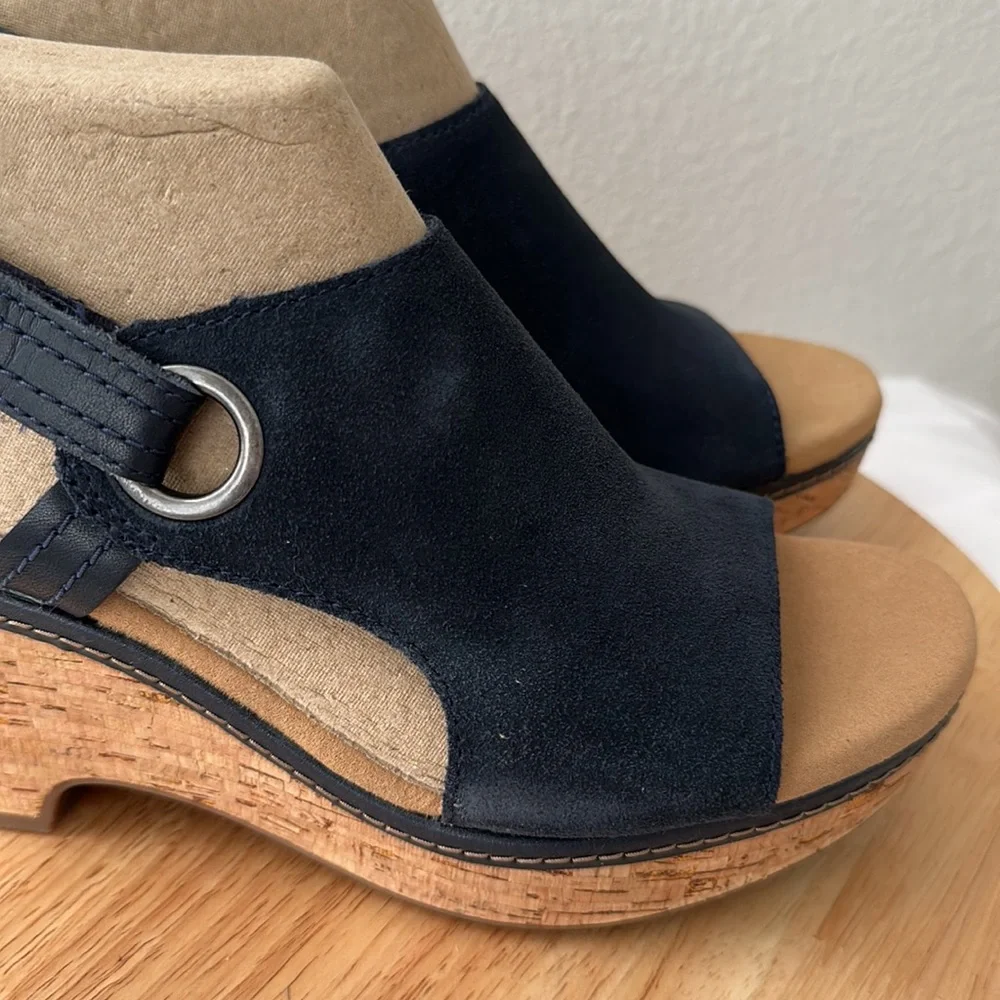 Clarks Collection Suede Cork Wedges - Giselle Sea